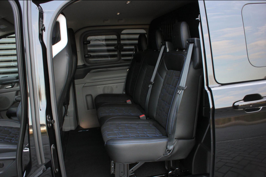 Ford Transit Custom 320 2.0 TDCI L2H1 MS-RT DC AWD DUBBEL CABINE BPM VRIJ / KUIPSTOELEN / DIRECT RIJDEN / NAVIGATIE / FULL BLACK