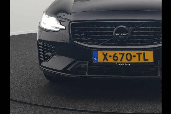 Volvo S60 Recharge T8 AWD R-Design Plug in Hybrid 391pk Black Dealer O.H PHEV | Schuifdak | Bowers & Wilkins | Head Up | Adaptive Cruise | 360 Camera | Luxe Lederen Sportstoelen Massage & Memory | 19"L.M | Keyless | Navigatie |
