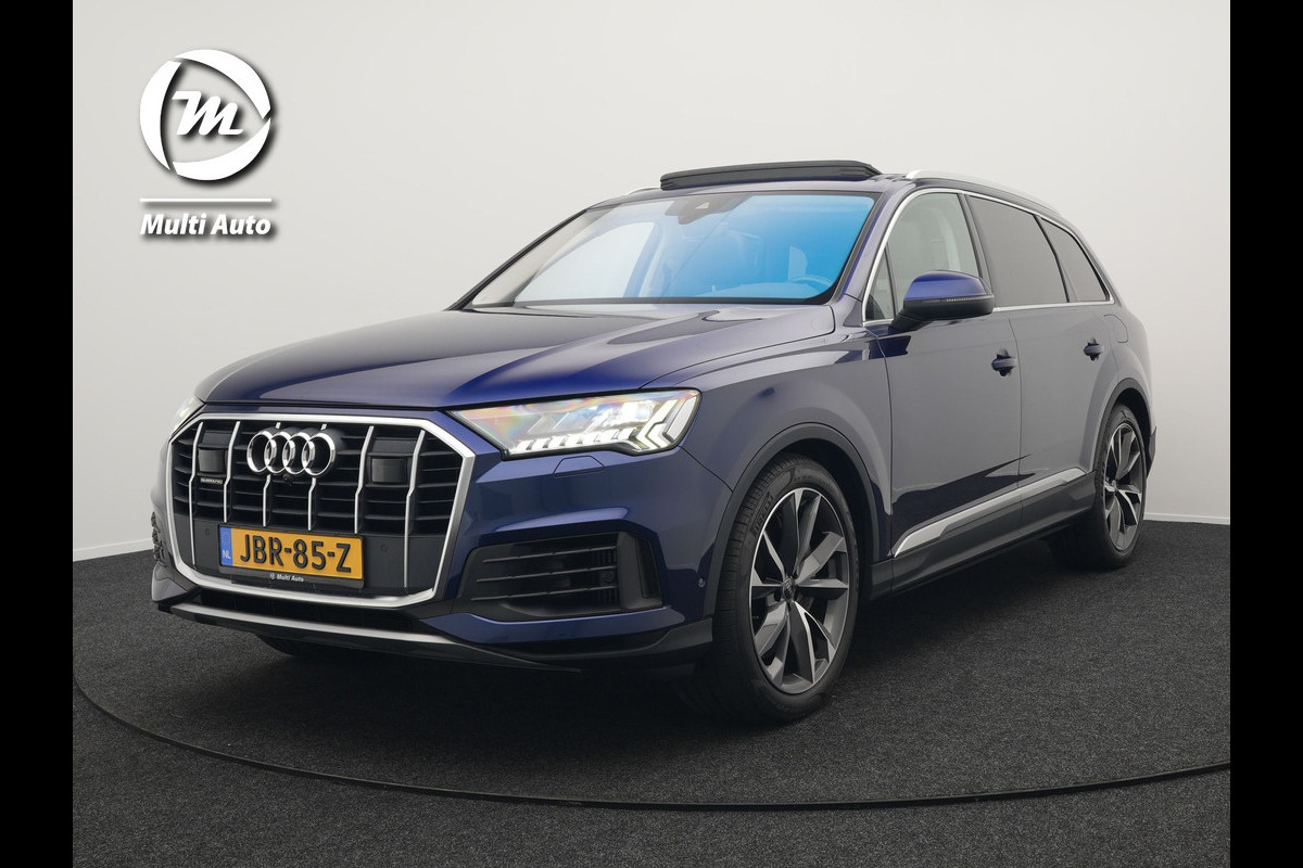 Audi Q7 55 TFSI e Quattro Pro Line Plug In Hybrid 381pk Dealer O.H PHEV | Luchtvering | Trekhaak Af Fabriek | Panodak | Adaptive Cruise | 21 "L.M Matrix LED | Camera | Lederen Sportstoelen Memory & Ventilatie | Navigatie | Keyless | Virtual | DAB  | Softclos