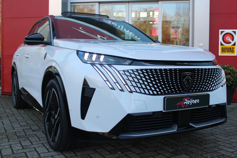 Peugeot E-3008 GT 325PK LAUNCH EDITION DUAL MOTOR 73KWH | PANORAMISCH SCHUIF / KANTELDAK | PREMIUM HIFI FOCAL | LEDEREN BEKLEDING NAPPA | ELEKTRISCH VERSTELBARE VOOR STOELEN, MET GEHEUGENFUNCTIE OP BESTUURDERSSTOEL | STOEL VERWARMING | STOEL MASAGE | STOEL VENTILATIE | ACHTERBANK VERWARMING | STUUR VERWARMING | WARMTE POMP | ALARM SYSTEEM | DRAADLOOS APPLE CARPLAY / ANDROID AUTO | DRAADLOZE TELEFOONLADER | VISIOPARK 360° HD CAMERA'S | DRIVE ASSIST 2.0 SEMI-AUTONOOMRIJDEN |