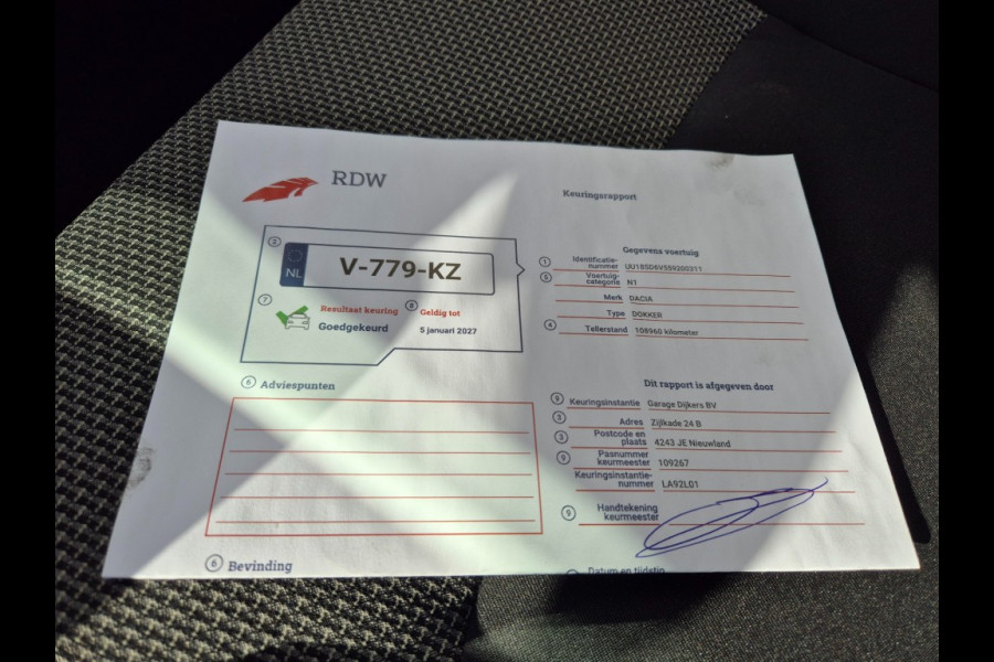 Dacia Dokker 1,6 MPI Benzine Marge 108.905 Km Nieuwe APK