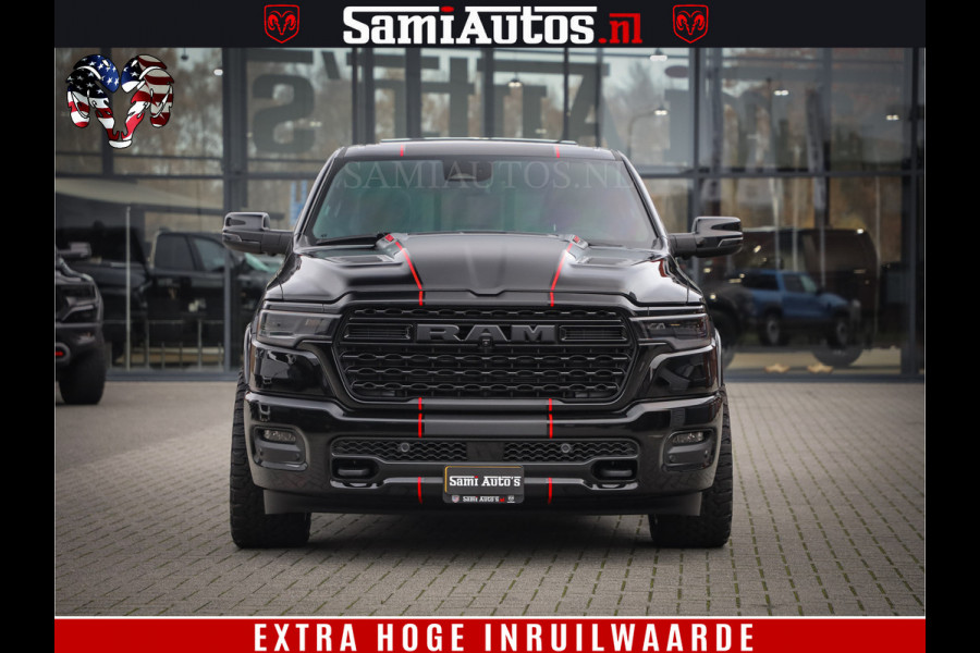Dodge Ram 1500 Limited Night H.O 540HP 706Nm | Massage + Full Option | De Meest Luxe en Volle Pick-Up in zijn Klasse | Comfortabele Dubbele Cabine met Royale 5 Zitplaatsen | BPM vrij | Nu Leverbaar uit Voorraad | Voorraad Nr 2334 - 5409