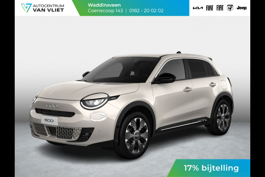 Fiat 600E La Prima 54 kWh | 17% Bijtelling | Carplay | Elek. Stoel | Stoelverwarming | Keyless | LED | Clima