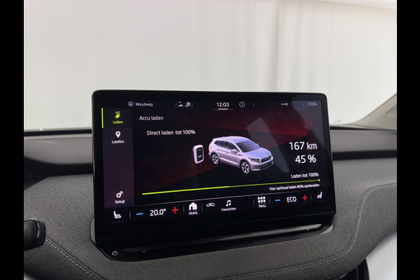 Škoda ENYAQ iV 80 [ 3-Fase ] {SOH-88% } (INCL-BTW) *LEATHER-FABRIC | FULL-LED | DIGI-COCKPIT | CAMERA | KEYLESS | NAVI-FULLMAP | AMBIENT-LIGHT | ECC | HEATED-COMFORTSEATS | DAB+ | PDC | CRUISE | CARPLAY | TOWBAR | 19"ALU*