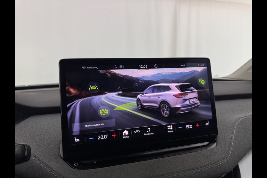 Škoda ENYAQ iV 80 [ 3-Fase ] {SOH-88% } (INCL-BTW) *LEATHER-FABRIC | FULL-LED | DIGI-COCKPIT | CAMERA | KEYLESS | NAVI-FULLMAP | AMBIENT-LIGHT | ECC | HEATED-COMFORTSEATS | DAB+ | PDC | CRUISE | CARPLAY | TOWBAR | 19"ALU*