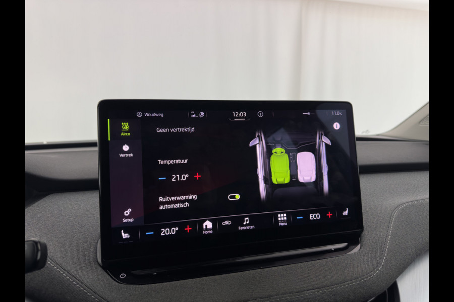 Škoda ENYAQ iV 80 [ 3-Fase ] {SOH-88% } (INCL-BTW) *LEATHER-FABRIC | FULL-LED | DIGI-COCKPIT | CAMERA | KEYLESS | NAVI-FULLMAP | AMBIENT-LIGHT | ECC | HEATED-COMFORTSEATS | DAB+ | PDC | CRUISE | CARPLAY | TOWBAR | 19"ALU*