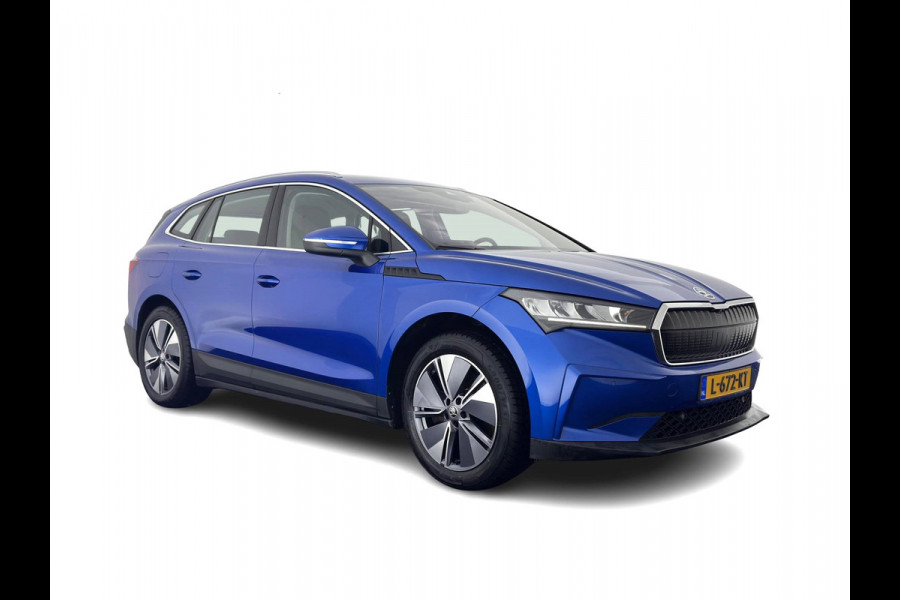 Škoda ENYAQ iV 80 [ 3-Fase ] {SOH-88% } (INCL-BTW) *LEATHER-FABRIC | FULL-LED | DIGI-COCKPIT | CAMERA | KEYLESS | NAVI-FULLMAP | AMBIENT-LIGHT | ECC | HEATED-COMFORTSEATS | DAB+ | PDC | CRUISE | CARPLAY | TOWBAR | 19"ALU*