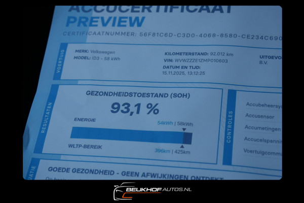 Volkswagen ID.3 First Plus 58 kWh Soh93% Carplay 20x Id3 !!