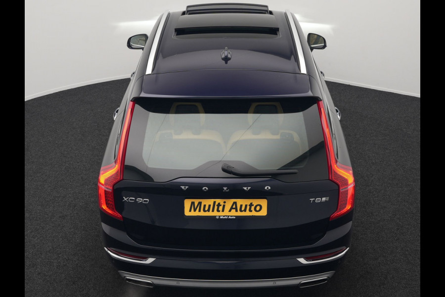 Volvo XC90 T8 Twin Engine AWD Inscription 7 Persoons Plug In Hybrid 394pk Dealer O.H. PHEV | Panodak | Adaptive Cruise | 360 Camera | Harman & Kardon | Lederen Sportstoelen Memory & Verwarmd | Apple Carplay | Virtual | Keyless | Blis | Navigatie | DAB |