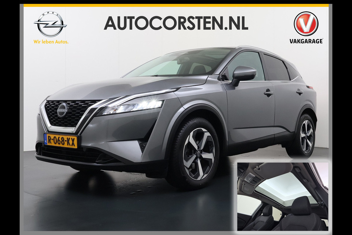 Nissan QASHQAI AUT T158PK MHEV Pano-dak 360°Camera Trekhaak N-Connecta Adaptieve Cruise Hybrid Apple Carplay Android Auto Navi Ecc Pdc DAB Lmv Led Bluetooth Privacy Glas Wifi Xtronic N-Connecta Origineel Nederlandse Auto € 45.000 nieuw