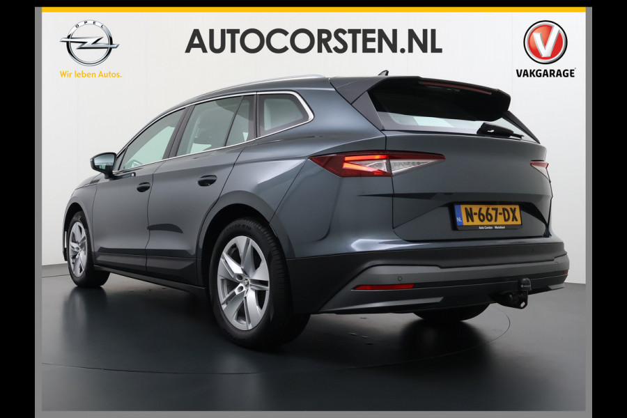 Škoda ENYAQ iV 80 Trekhaak Camera 1/2 Leer Apple Carplay Android First Edition Navi Ecc 19"lm PDC-a+v Cruise Control E-Call SOH.90% Stuurverwarming Led Isofix Keyless-Go DAB Rijstrooksensor Origineel Nederlandse Auto Nieuwprijs €49.645,-