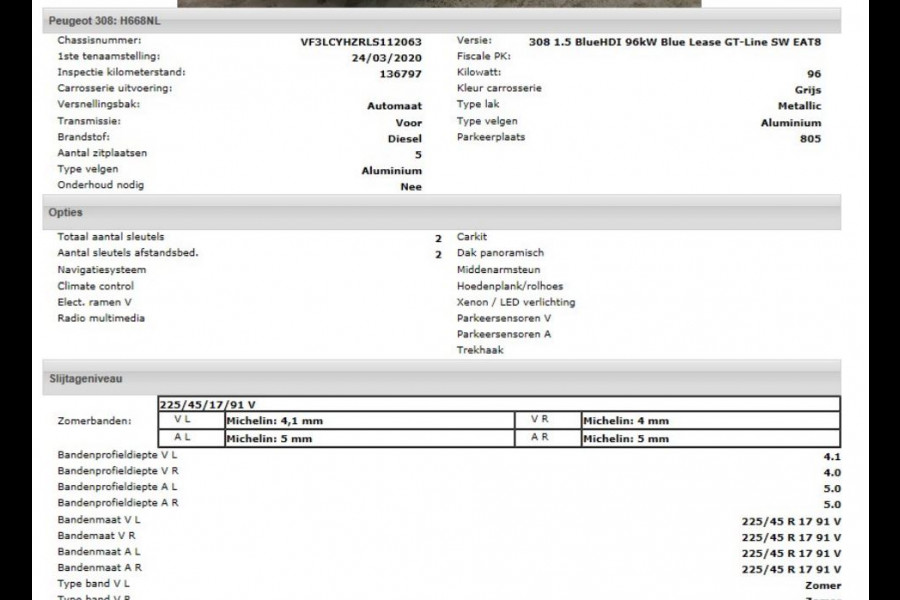 Peugeot 308 SW 1.5 HDi 131PK Automaat GT-Line / Panoramadak / Trekhaak / Xenon / Airco-ecc / 1/2 Leder / Apk 03-2026