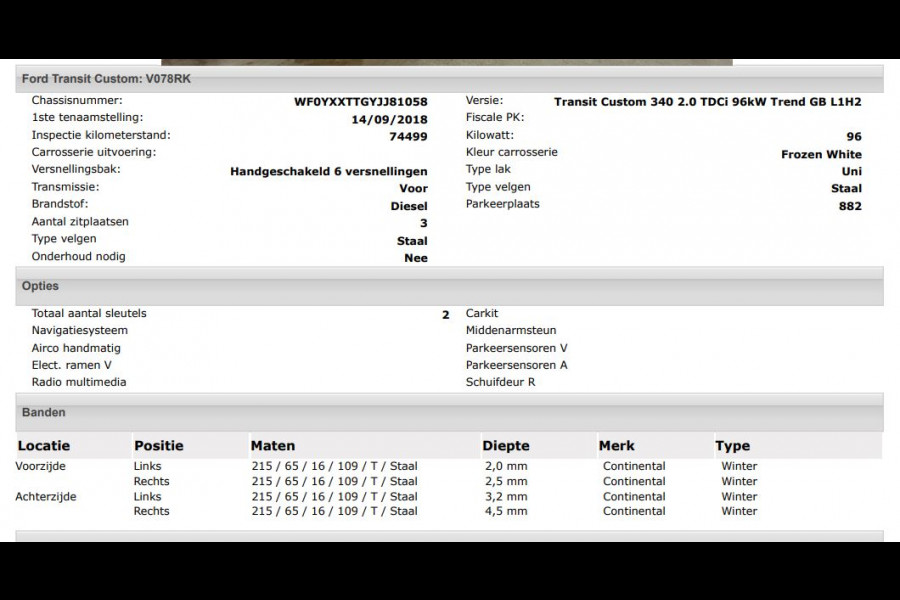 Ford Transit Custom 340 2.0 TDCI Euro6 131PK H2 Trend 3Pers  *ideaal voor Camper* / Navigatie / Pdc./ Airco / Driver assist / Stoelverwarming  / Apk nieuw