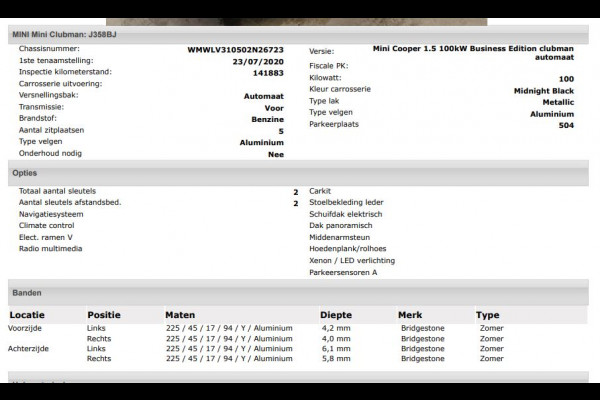 MINI Clubman 1.5 136Pk Automaat Cooper Edition / Panoramadak / Airco-ecc./ Navigatie / Leder / Xenon / Apk 08-2026