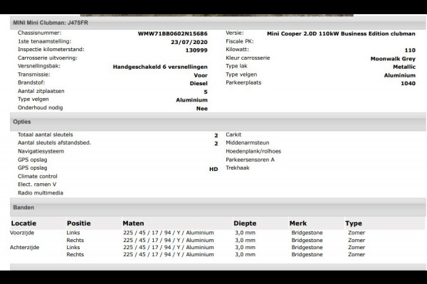MINI Clubman 2.0D 150PK Cooper Business Edition / Airco-ecc./ Stoelverwarming / Navigatie / Trekhaak / Dab / Pdc. A / Radio multimedia / Apk 04-2026