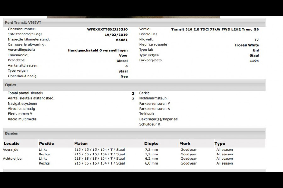 Ford Transit 310 2.0 TDCI Euro6 L2H2 / 3Pers. / *Ideaal voor Camper* / Imperial & Ladder / Airco / Trekhaak / Pdc.V+A / Navigatie / Distr.vv.bij 60.400 km / Apk 04-2026