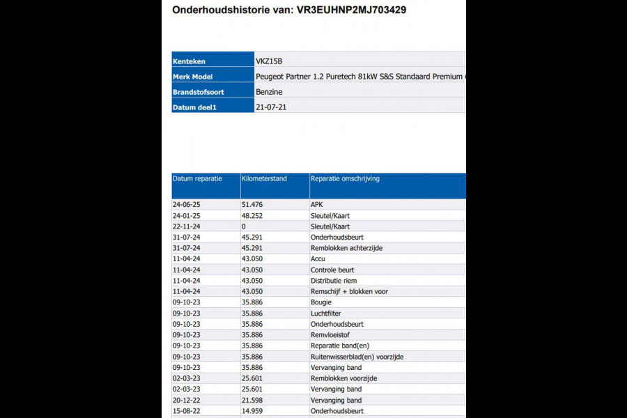 Peugeot Partner 1.2 Benzine 111PK Euro6 *Distributie bij 43Dkm. vervangen* Premium / Airco / Navigatie / Schuifdeur Re./ Radio multimedia / Apk 07-2027