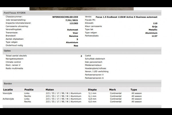 Ford Focus 1.5 Automaat 150PK Active X 5Drs. / Panorama dak / B&O Audio / Pdc.+Camera / Navigatie / Airco-ecc. / Apk 01-2027