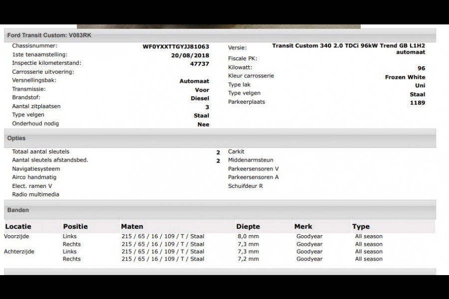 Ford Transit Custom 340 2.0 TDCI Euro6 Automaat 131PK H2 Trend 3Pers. *ideaal voor Camper* Navigatie / Pdc./ Airco / Safety&Comfort pack / Driver assist / Stoelverwarming / Distributie vv.bij 36.126 KM / / Apk 11-2026