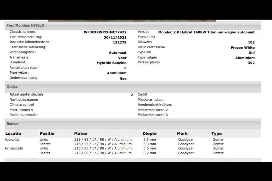 Ford Mondeo Wagon 2.0 Hybrid Titanium Automaat / Pdc.V+A / Navigatie /Radio-multimedia /  Airco-ecc. / Apk nieuw