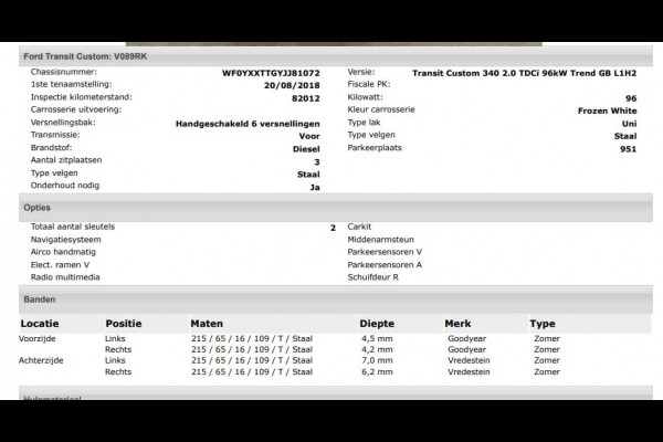 Ford Transit Custom 340 2.0 TDCI Euro6 131PK H2 Trend 3Pers. *ideaal voor Camper*/ Navigatie / Pdc./ Airco / Safety&Comfort pack / Driver assist  / Stoelverwarming / Apk 11-2026