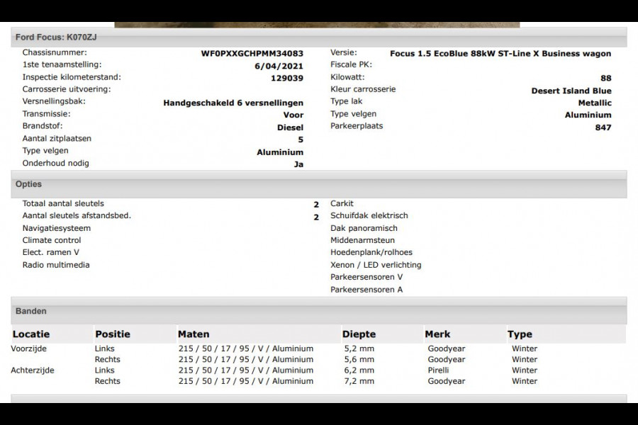 Ford FOCUS Wagon 1.5D ST Line X Business / Panoramadak / Pdc+camera / Cruis adaptief /Stuur-Stoelverwarming / B&O audio / Parking-Technology-Winter Pack / Apk 04-2026
