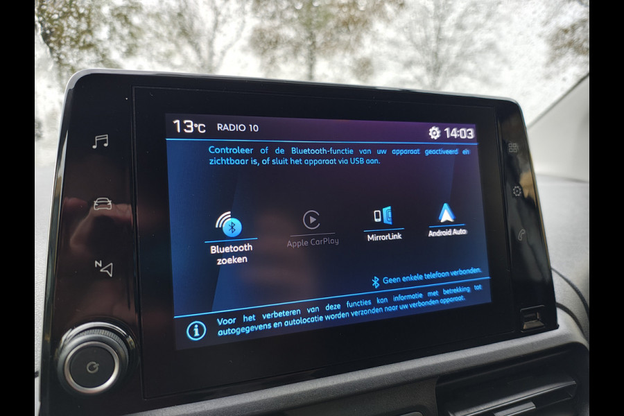 Peugeot Partner 1.5HDI 3-Pers.Carplay Navi* EURO6 Airco Mirror-Link Cruise Control Pdc Bluetooth Pro Betonplex vloer Wandbetimmering Schuifdeur Achterdeuren Origineel Nederlandse Auto