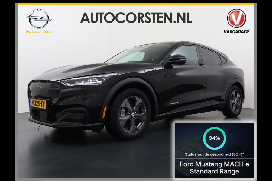 Ford Mustang Mach-E RWD 75 kWh Leer (semi-)Autopilot 360°Topview-Camera Adaptive-Cruise-Control Apple Carplay Bang&Olufsen B&O 18" Elektr.A-K DAB Lane-Assist Keyless-go Autonomous Emergency Braking SOH 94% ESP ASR Verkeersbordherkenning Vermoeidheidsherkenning Dodehoek-Detector 1e Eigenaar Origineel Nederlandse Auto Nieuwprijs €50.426