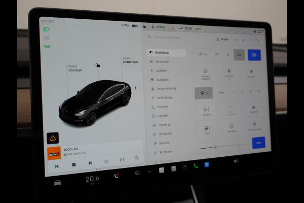 Tesla Model 3 Performance 513pk 0-100 3,4sec AWD Lmv 20" AutoPilot Panoramadak Adaptive Cruise Camera's Leer Pdc Wifi Ecc Elektr.-A-Klep+Stuur+Verst.Stoel+Geheugen Easy Entry Stoel+Bank-Verwarmd Keyless carbon spoiler rode remklauwen WiFi  75kWh 4WD 1e Eigenaar Origineel Nederlandse Auto SOH 88%