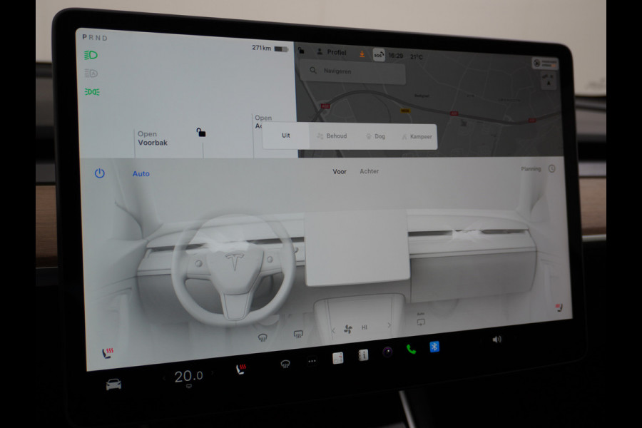 Tesla Model 3 Performance 513pk 0-100 3,4sec AWD Lmv 20" AutoPilot Panoramadak Adaptive Cruise Camera's Leer Pdc Wifi Ecc Elektr.-A-Klep+Stuur+Verst.Stoel+Geheugen Easy Entry Stoel+Bank-Verwarmd Keyless carbon spoiler rode remklauwen WiFi  75kWh 4WD 1e Eigenaar Origineel Nederlandse Auto SOH 88%