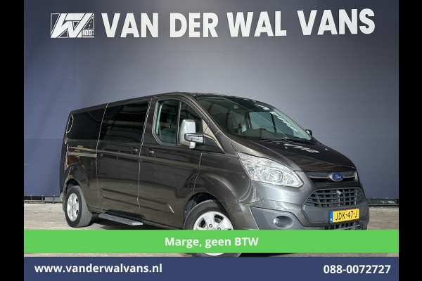 Ford Tourneo Custom 2.0 TDCI **MARGE, Geen btw, Geen bpm** 131pk Automaat L2H1 Personenbus Euro6 Airco | 2x zijdeur | 8-Zits | Navigatie Cruisecontrol, Trekhaak, Parkeersensoren, LM velgen, Verwarmde voorruit, Achterklep
