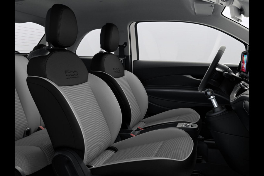 Fiat 500 1.0 Hybrid Torino | Private Lease € 387,- | New | Clima | Carplay | PDC | Priv Glass | Ice White