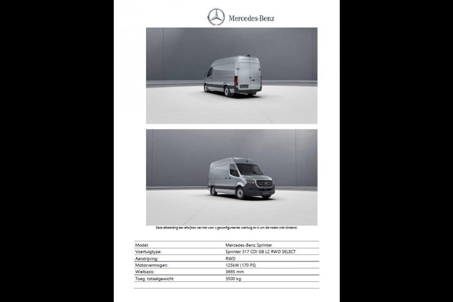 Mercedes-Benz Sprinter 317 1.9 CDI L2 Select HD Nw. Model / Leder / LED / Trekhaak 3.5t / Groot MBUX / 18 Inch / Org. NL