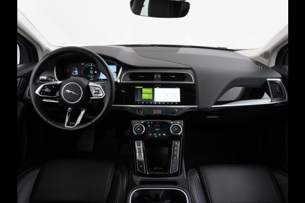 Jaguar I-PACE EV400 400pk SE 90kWh AWD Leer+Elektr. Meridian®-Audio Apple Carplay Android Auto Navi Led-v+a Ecc Camera Cruise Control Keyless Pdc Lmv Led Bordherkenning Elektrische-Achterklep koplampreiniging Lane-Assist App-Connect ECT Voorverwarming/koeling WiFi DigiDash DAB 4WD 1e Eigenaar Origineel Nederlandse Auto € 90.000 nieuw!