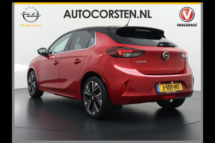 Opel CORSA-E 50kWh Leer Pano-dak 360°Camera Elegance Zwart Dak Navi Ecc Apple Carplay Android Auto Cruise Control SOH 90% Stoel+Stuurverwarming DAB+ Pdc Lmv Led Origineel Nederlandse Auto