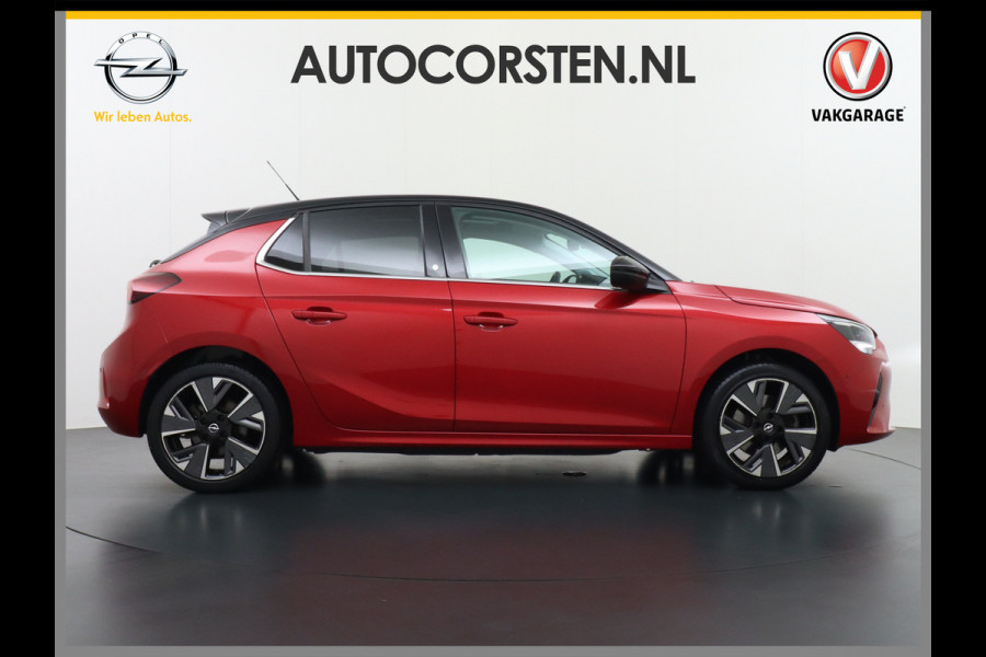 Opel CORSA-E 50kWh Leer Pano-dak 360°Camera Elegance Zwart Dak Navi Ecc Apple Carplay Android Auto Cruise Control SOH 90% Stoel+Stuurverwarming DAB+ Pdc Lmv Led Origineel Nederlandse Auto