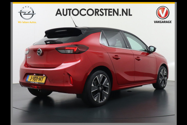 Opel CORSA-E 50kWh Leer Pano-dak 360°Camera Elegance Zwart Dak Navi Ecc Apple Carplay Android Auto Cruise Control SOH 90% Stoel+Stuurverwarming DAB+ Pdc Lmv Led Origineel Nederlandse Auto