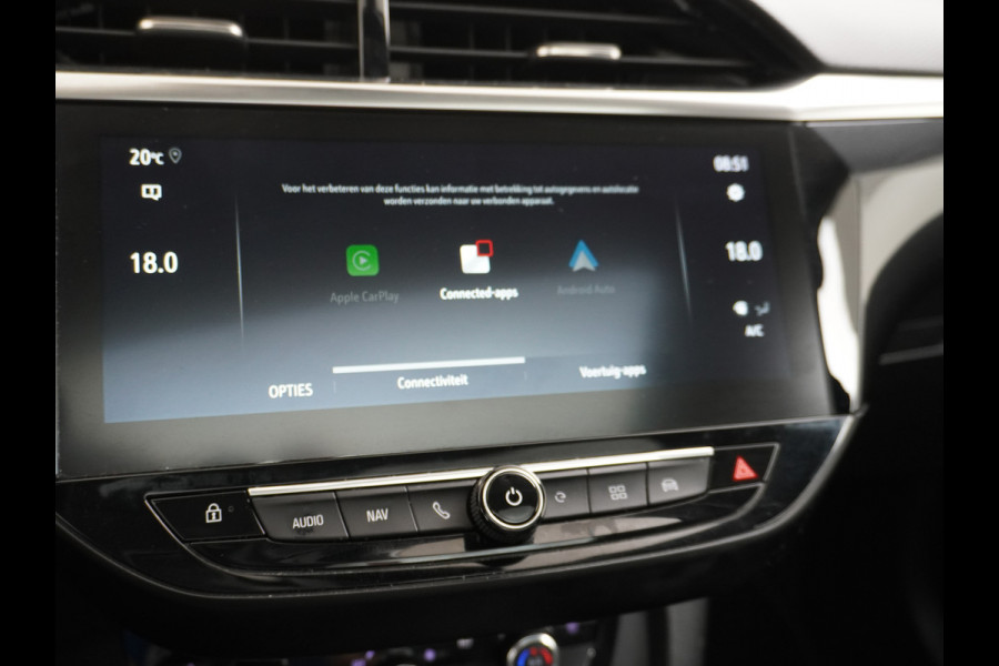 Opel CORSA-E 50kWh Leer Pano-dak 360°Camera Elegance Zwart Dak Navi Ecc Apple Carplay Android Auto Cruise Control SOH 90% Stoel+Stuurverwarming DAB+ Pdc Lmv Led Origineel Nederlandse Auto