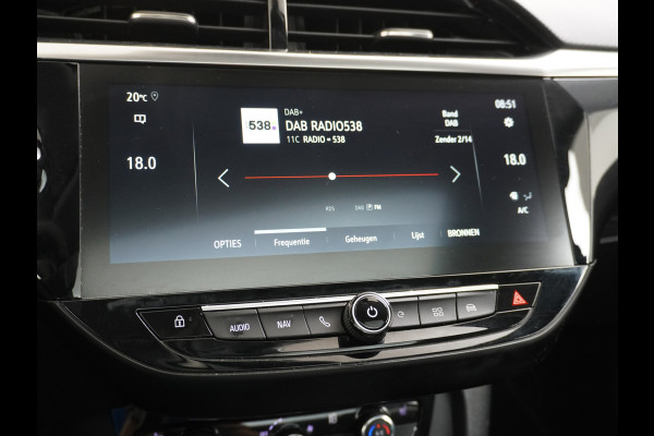 Opel CORSA-E 50kWh Leer Pano-dak 360°Camera Elegance Zwart Dak Navi Ecc Apple Carplay Android Auto Cruise Control SOH 90% Stoel+Stuurverwarming DAB+ Pdc Lmv Led Origineel Nederlandse Auto