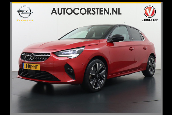 Opel CORSA-E 50kWh Leer Pano-dak 360°Camera Elegance Zwart Dak Navi Ecc Apple Carplay Android Auto Cruise Control SOH 90% Stoel+Stuurverwarming DAB+ Pdc Lmv Led Origineel Nederlandse Auto