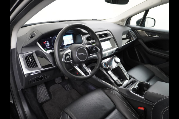 Jaguar I-PACE EV400 400pk SE 90kWh AWD Leer+Elektr. Meridian®-Audio Apple Carplay Android Auto Navi Led-v+a Ecc Camera Cruise Control Keyless Pdc Lmv Led Bordherkenning Elektrische-Achterklep koplampreiniging Lane-Assist App-Connect ECT Voorverwarming/koeling WiFi DigiDash DAB 4WD 1e Eigenaar Origineel Nederlandse Auto € 90.000 nieuw!