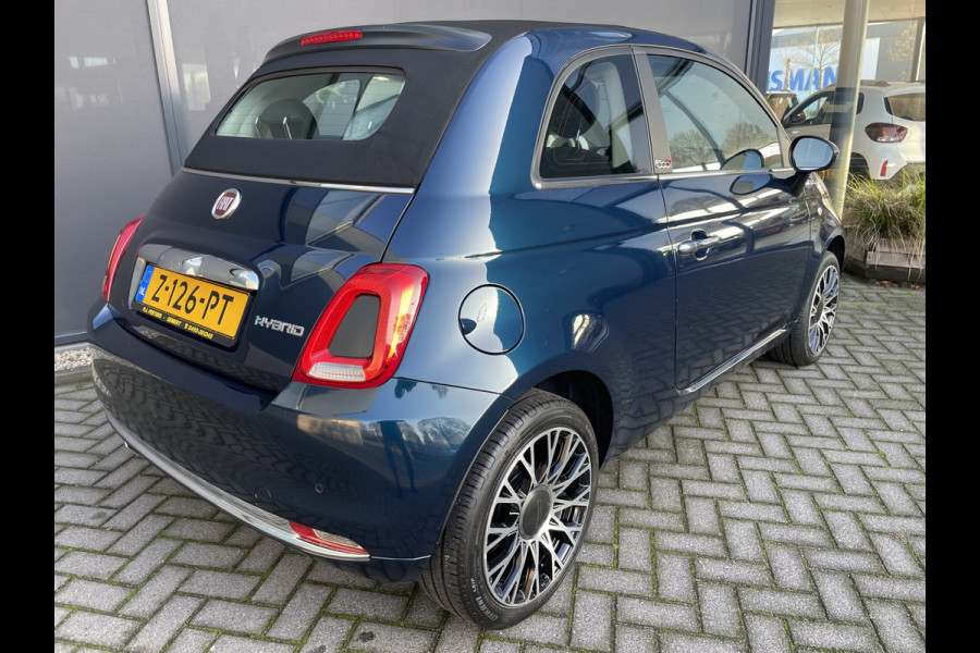 Fiat 500C 1.0 Hybrid dolcivita Airco - Cruise control - Parkeersensoren achter - Open dak - Bluetooth - Navigatiesysteem - Mistlampen voor - Stuur multifunctioneel - Elektrische ramen voor - Stuur leder - Licht metalen vel
