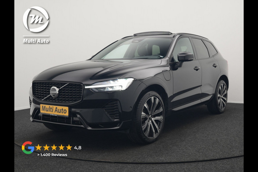 Volvo XC60 T6 AWD Ultimate Dark Long Range Plug In Hybrid 350pk Dealer O.H. PHEV | Panodak | Adaptive Cruise | Head Up | 360 Camera | Lederen Sportstoelen Memory & Verwarmd | 21"L.M | Google Assistent | Stuur Verwarmd | DAB |