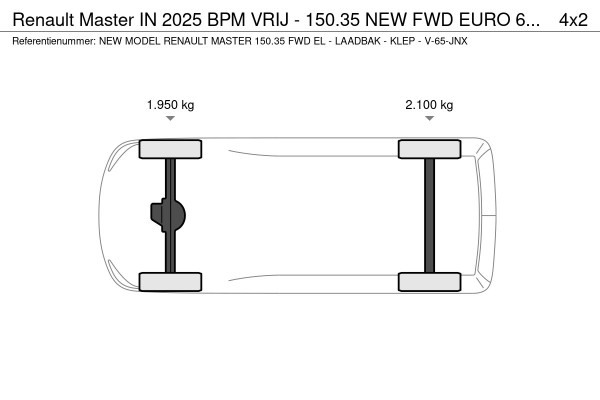 Renault Master IN 2025 BPM VRIJ - 150.35 NEW FWD EURO 6 EL - LAADBAK & LAADKLEP - V-65-JNX