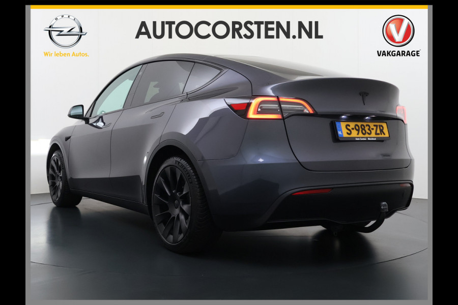 Tesla Model Y Trekhaak Camera's Pano-Dak LFP-Accu SOH 96% W-pomp Lmv 20" Ambient Interieur Verlichting Adap.Cruise Navi Ecc RWD Autopilot Stoel+Stuur+Achterbank Verwarming Elek.Achterklep Dodehoek detector Draadloze telefoonlader Origineel Nederlandse Auto 1.600KG Trekgewicht
