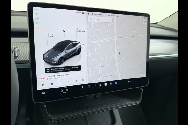 Tesla Model Y Trekhaak Camera's Pano-Dak LFP-Accu SOH 96% W-pomp Lmv 20" Ambient Interieur Verlichting Adap.Cruise Navi Ecc RWD Autopilot Stoel+Stuur+Achterbank Verwarming Elek.Achterklep Dodehoek detector Draadloze telefoonlader Origineel Nederlandse Auto 1.600KG Trekgewicht