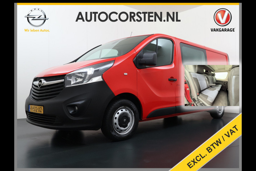 Opel Vivaro D126PK DC 5-Pers. Dubbele Cabine Navi Camera EURO 6 L2H1 Airco Trekhaak Cruise Control Pdc Sport EcoFlex 1.6CDTI Betonplex Vloer Wandbetimmering Schuifdeur 1e Eigenaar Origineel Nederlandse Auto