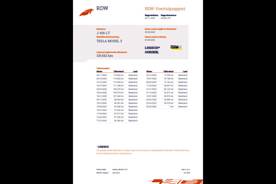 Tesla Model 3 Standard RWD Plus 60 kWh 85% SOH Trekhaak (1.000kg) Rijklaarprijs!