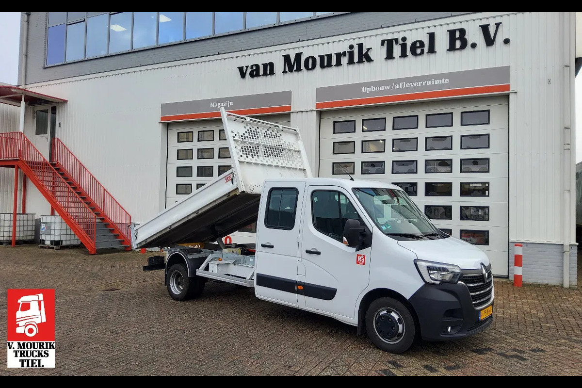 Renault Master 165.35 DUBBELE CABINE - EURO 6 - V-75-NNG - DUBBELLUCHT KIPPER + TREKHAAK