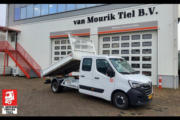 Renault Master 165.35 DUBBELE CABINE - EURO 6 - V-75-NNG - DUBBELLUCHT KIPPER + TREKHAAK